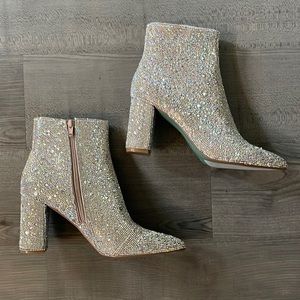 Betsy Johnson Rhinestone Booties - size 8